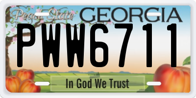 GA license plate PWW6711
