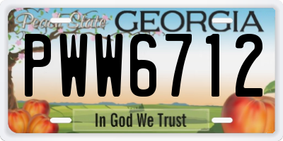 GA license plate PWW6712