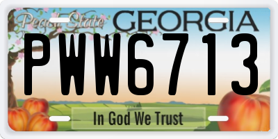 GA license plate PWW6713
