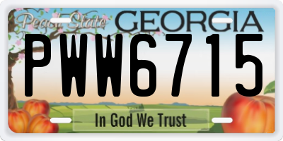 GA license plate PWW6715