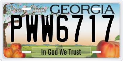 GA license plate PWW6717