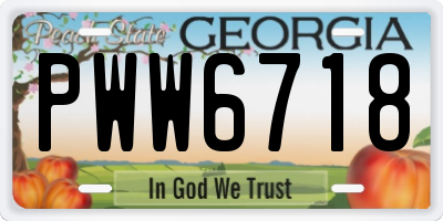 GA license plate PWW6718