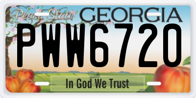 GA license plate PWW6720