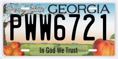 GA license plate PWW6721