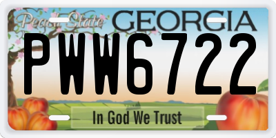 GA license plate PWW6722