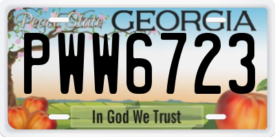 GA license plate PWW6723
