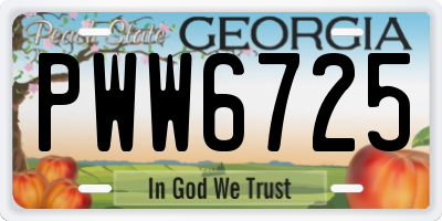 GA license plate PWW6725