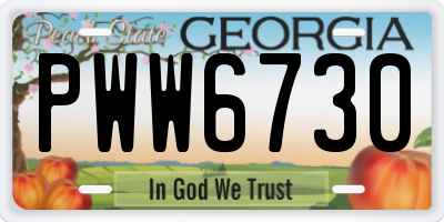 GA license plate PWW6730
