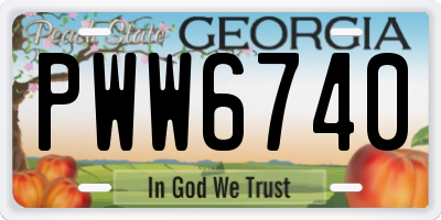 GA license plate PWW6740