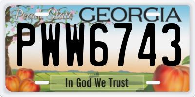 GA license plate PWW6743