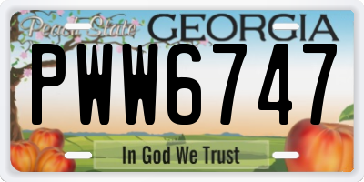 GA license plate PWW6747