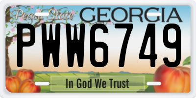 GA license plate PWW6749