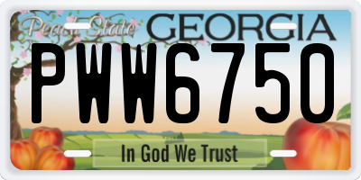 GA license plate PWW6750