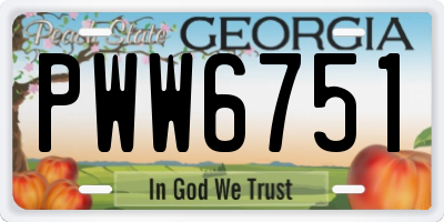 GA license plate PWW6751