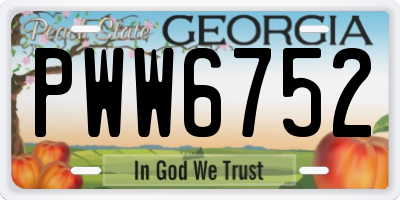 GA license plate PWW6752