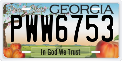 GA license plate PWW6753