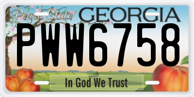 GA license plate PWW6758
