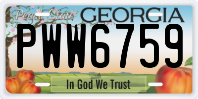 GA license plate PWW6759