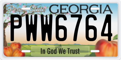 GA license plate PWW6764