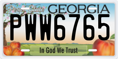 GA license plate PWW6765