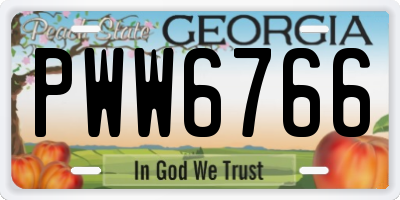 GA license plate PWW6766