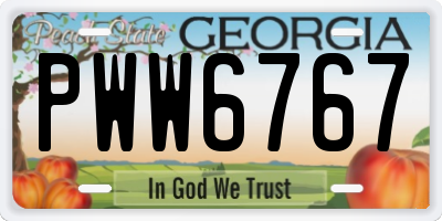 GA license plate PWW6767