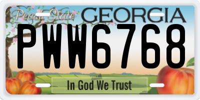 GA license plate PWW6768