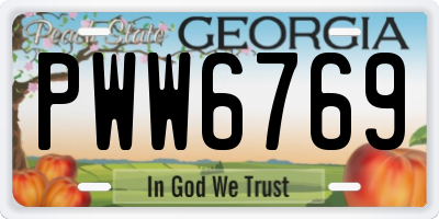 GA license plate PWW6769