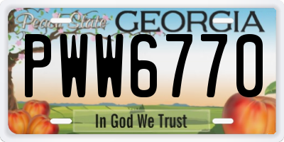 GA license plate PWW6770