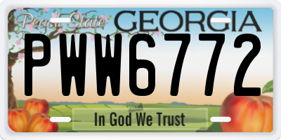 GA license plate PWW6772