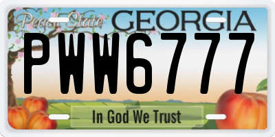 GA license plate PWW6777