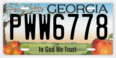GA license plate PWW6778