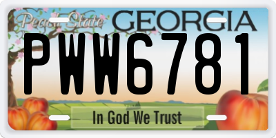 GA license plate PWW6781