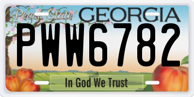 GA license plate PWW6782