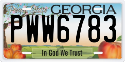 GA license plate PWW6783