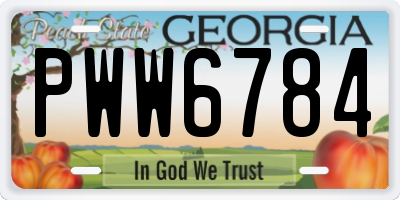 GA license plate PWW6784