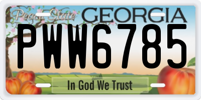 GA license plate PWW6785