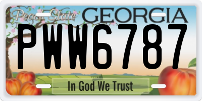 GA license plate PWW6787