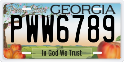 GA license plate PWW6789