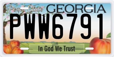 GA license plate PWW6791