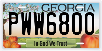 GA license plate PWW6800