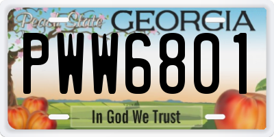 GA license plate PWW6801