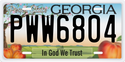 GA license plate PWW6804