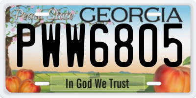 GA license plate PWW6805