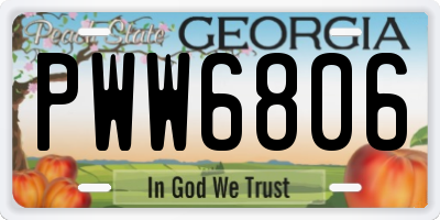 GA license plate PWW6806