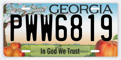 GA license plate PWW6819