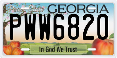 GA license plate PWW6820