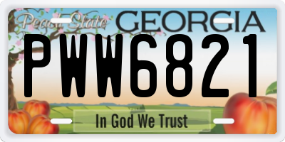 GA license plate PWW6821