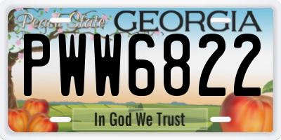 GA license plate PWW6822