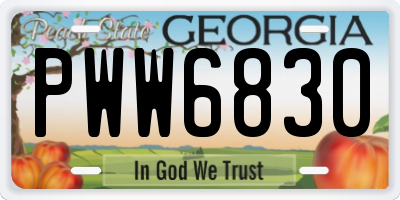 GA license plate PWW6830